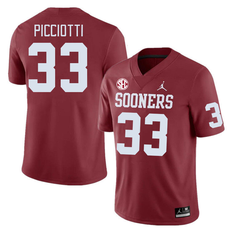 Men #33 Phil Picciotti Oklahoma Sooners 2024 SEC Conference College Football Jerseys-Crimson